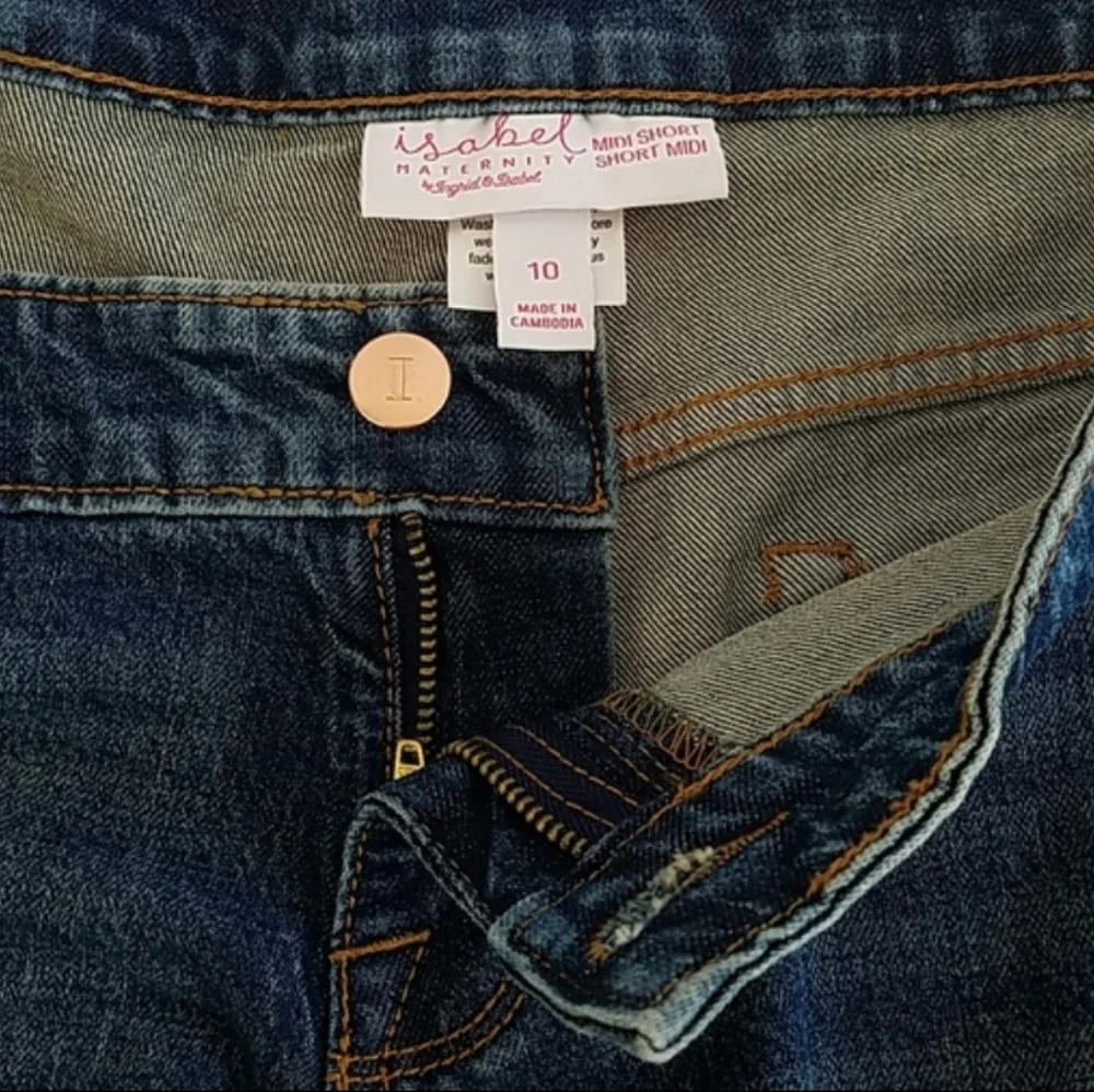 Isabel Maternity Side Panel Maternity Denim Shorts Blue Size 10/30